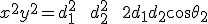 x^2+y^2 = d_1^2 \quad + \quad d_2^2\quad + \quad 2 d_1 d_2 \cos \theta_2